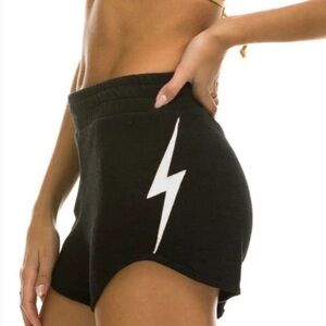 Aviator Nation Pair-  Blk & Wht Lightning Bolt (2 pair) Shorts
